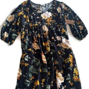 Women's Floral Print Long Sleeve Shirt dress